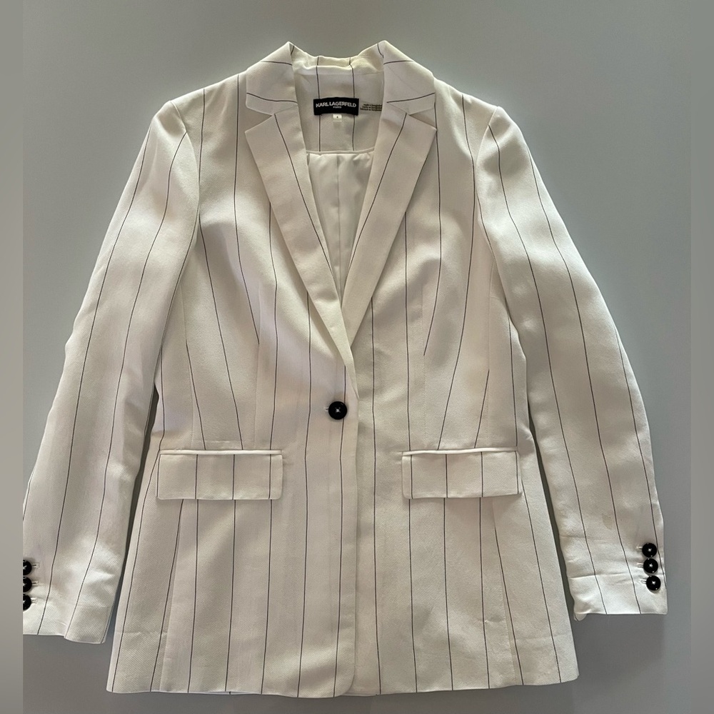 Karl Lagerfeld - Size 4 - Women’s Black and White Striped Blazer